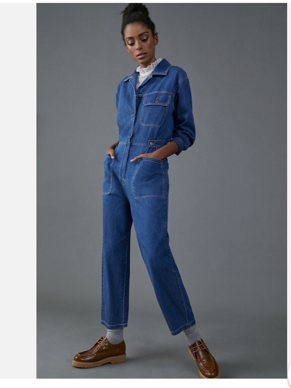 Anthropologie Aya Denim Utility Jumpsuit  Relaxed Fit size small